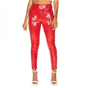 Tipsy Elves‎ NWT High Waisted Red Sequined Leggings Large or 1X